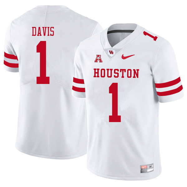 2018 Men #1 Garrett Davis Houston Cougars College Football Jerseys Sale-White